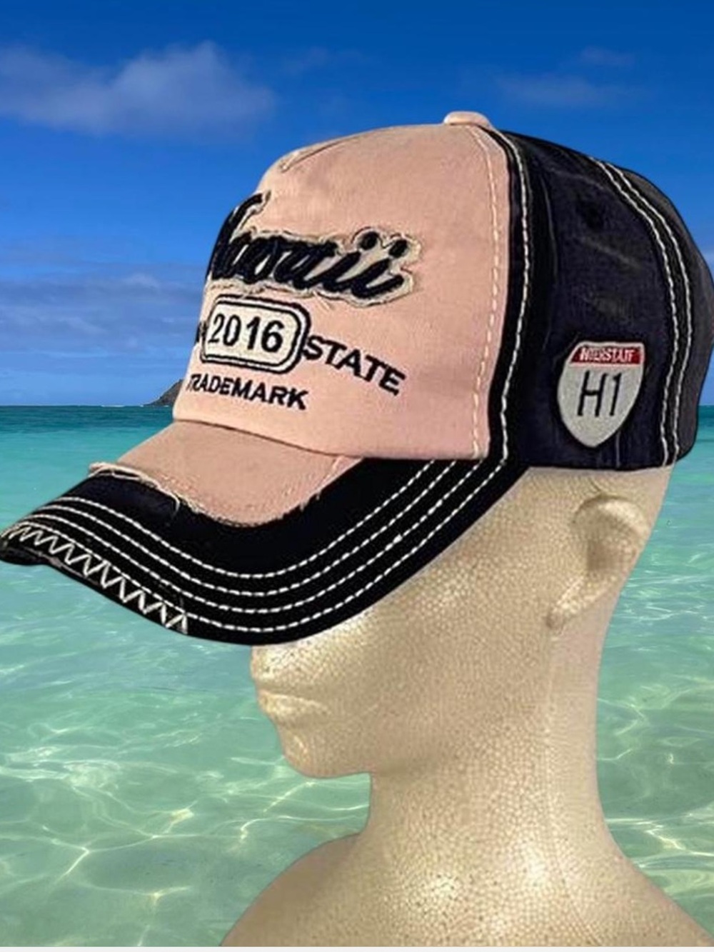 Hawaii Embroidered Pink and Black Cap